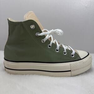 Converse CTAS Lift Platform Leather Sneakers Green Beige Women's 6.5